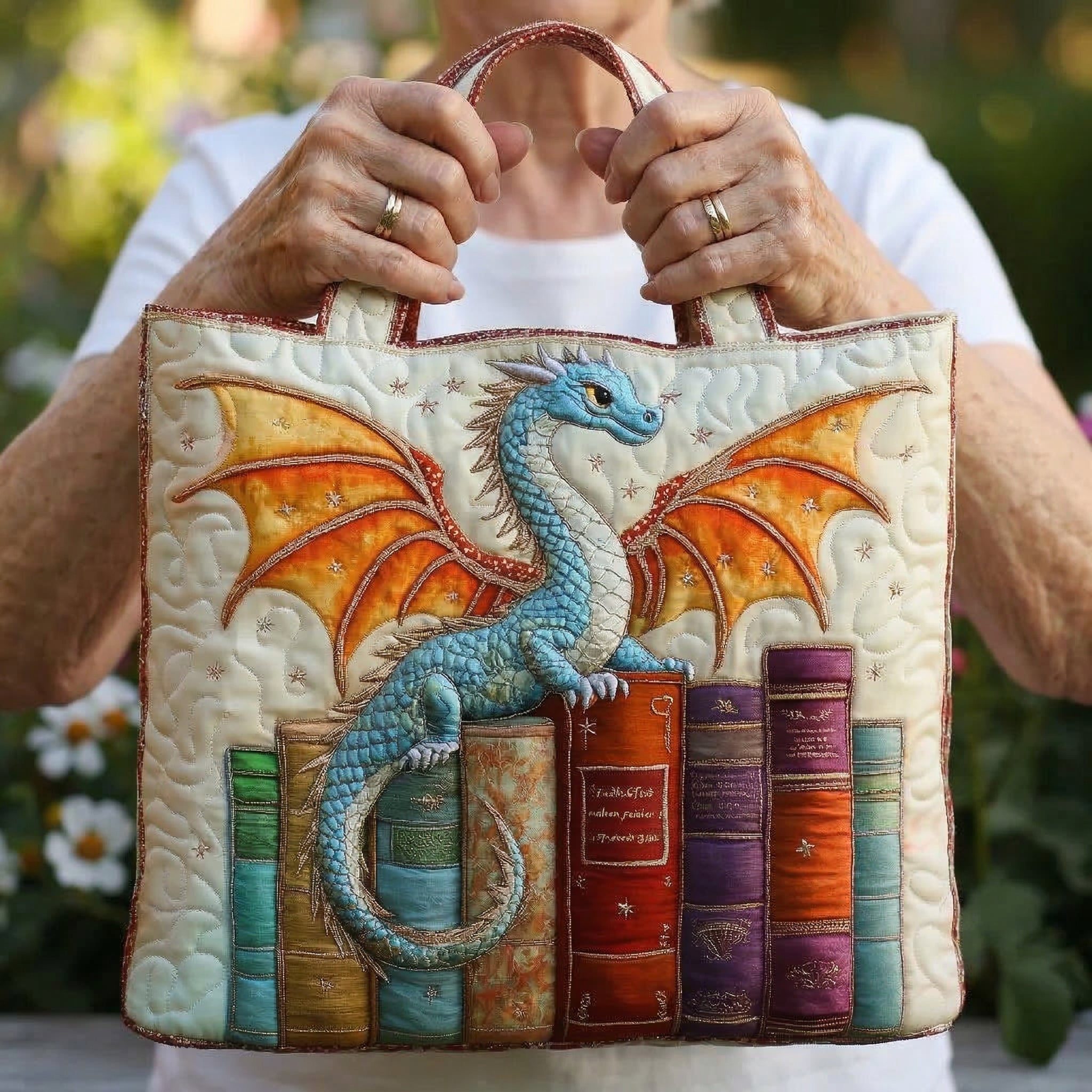 Sac artisanal Gardienne émeraude des livres