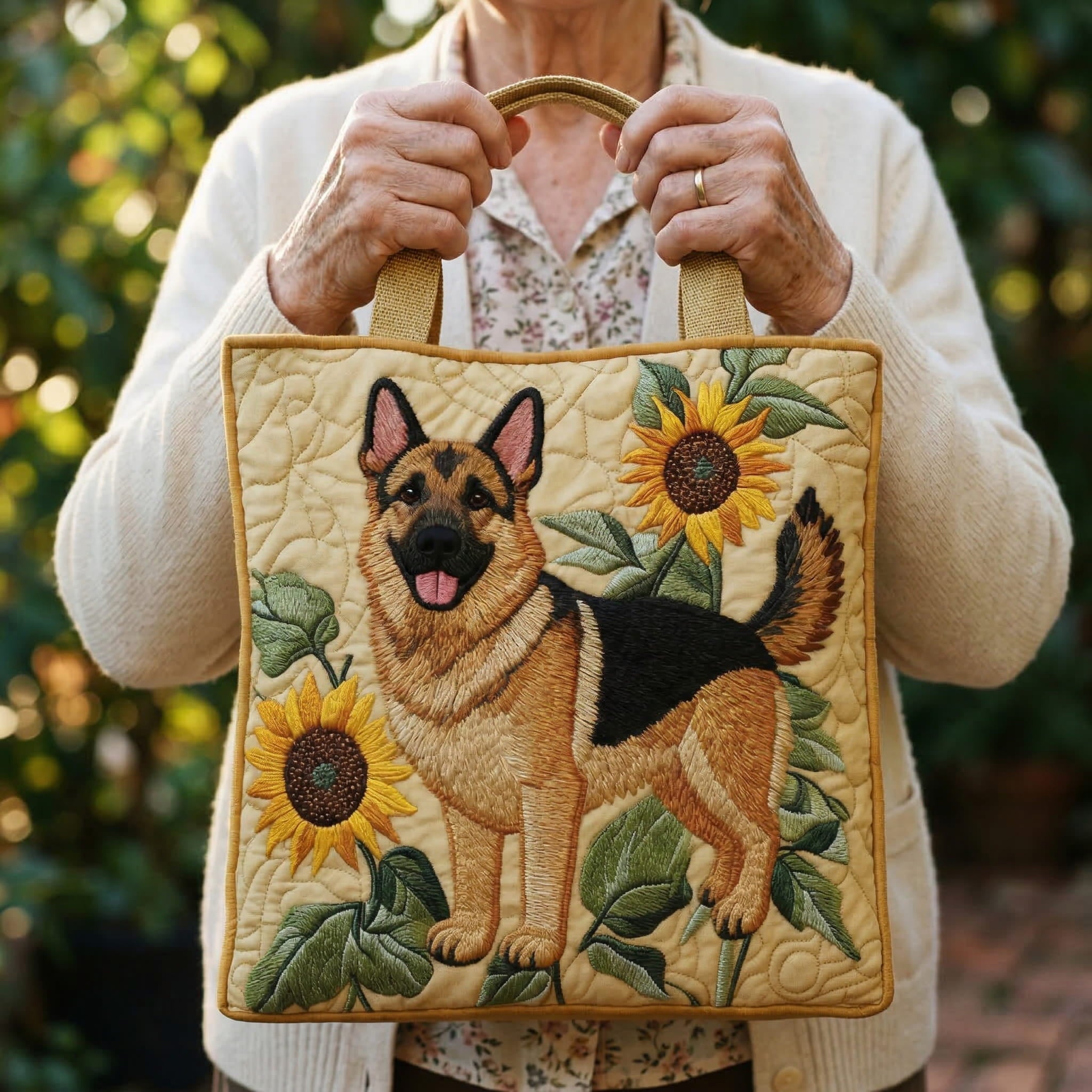 Sac artisanal floral berger allemand