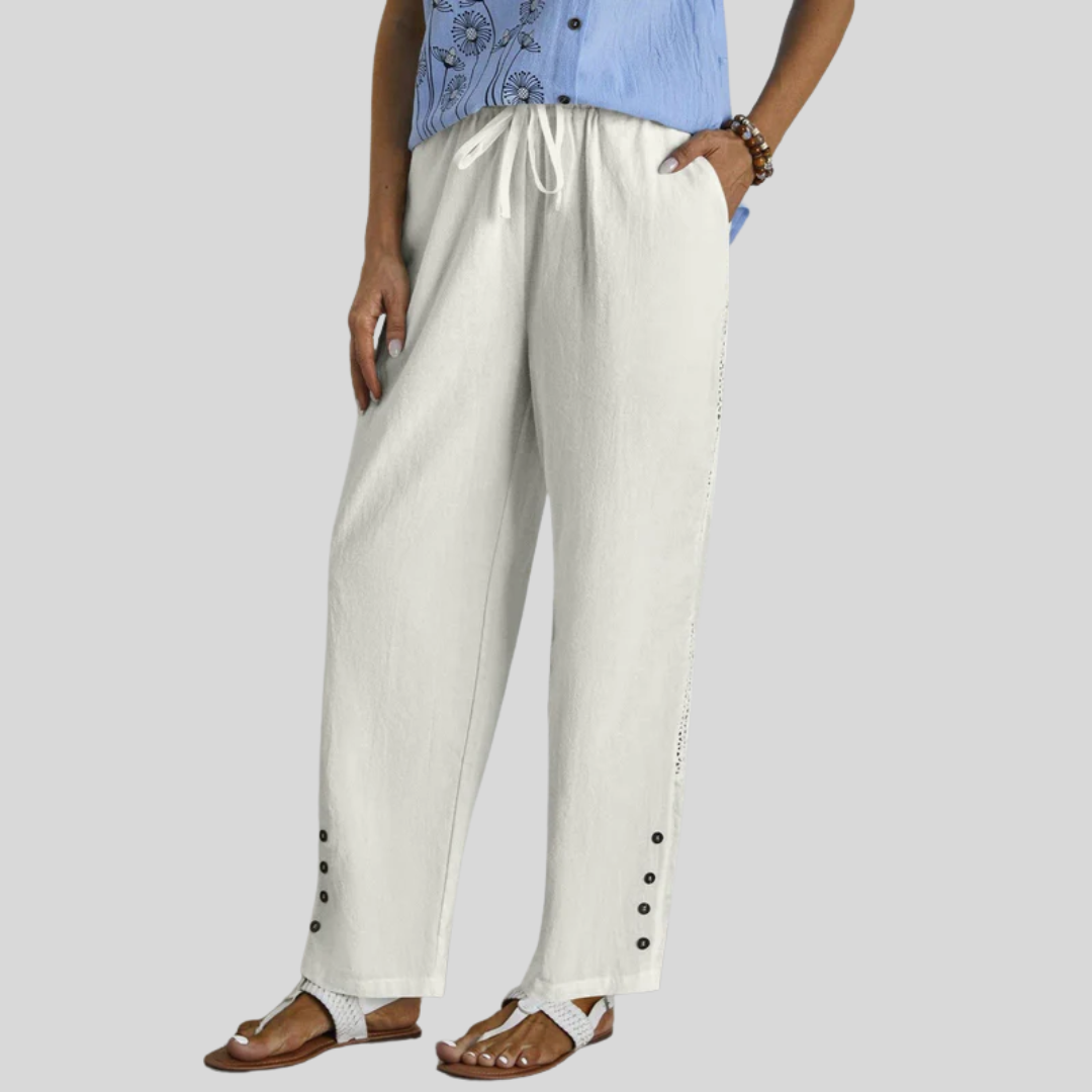 Shania - Pantalons Détendus à Boutons