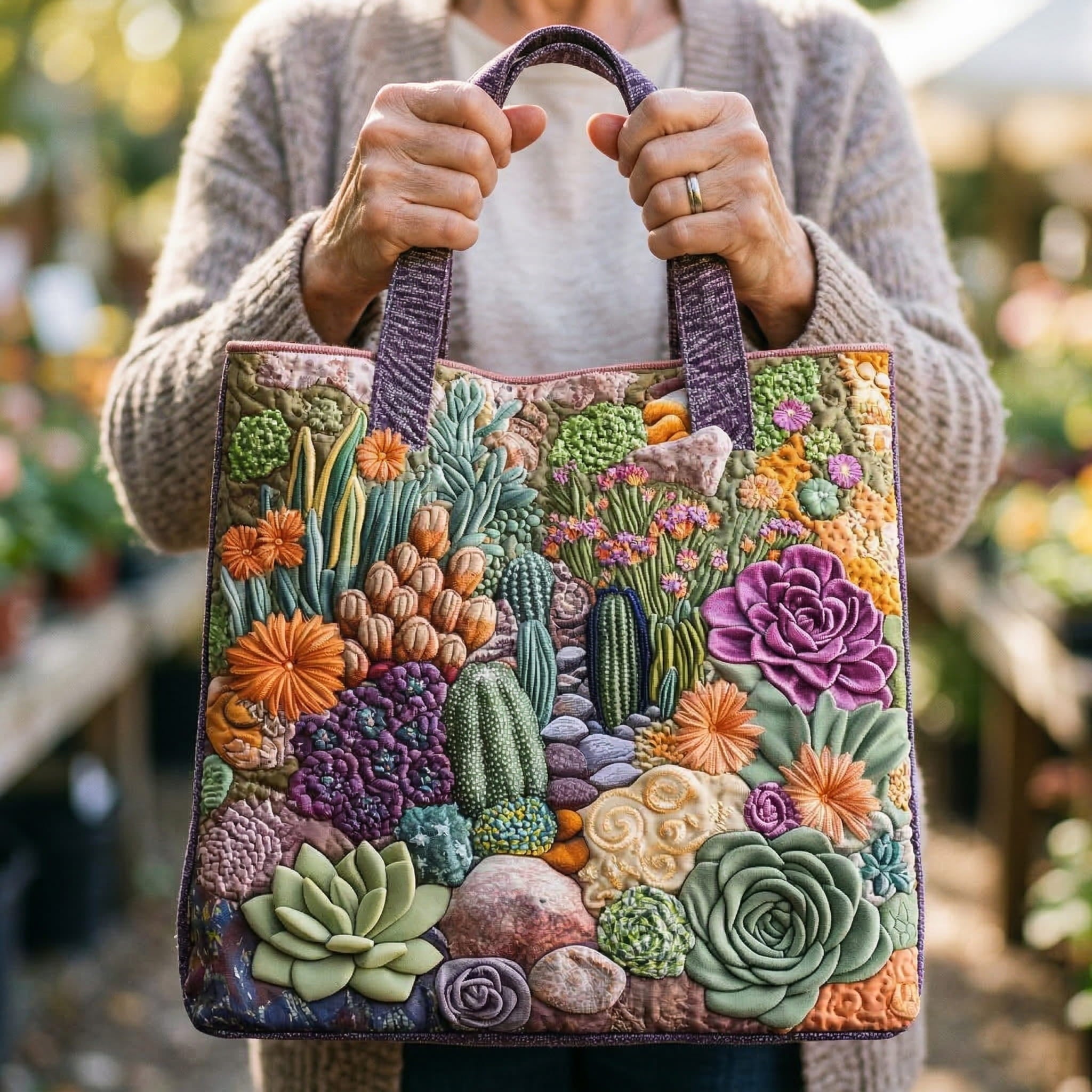 Sac artisanal jardin de succulentes