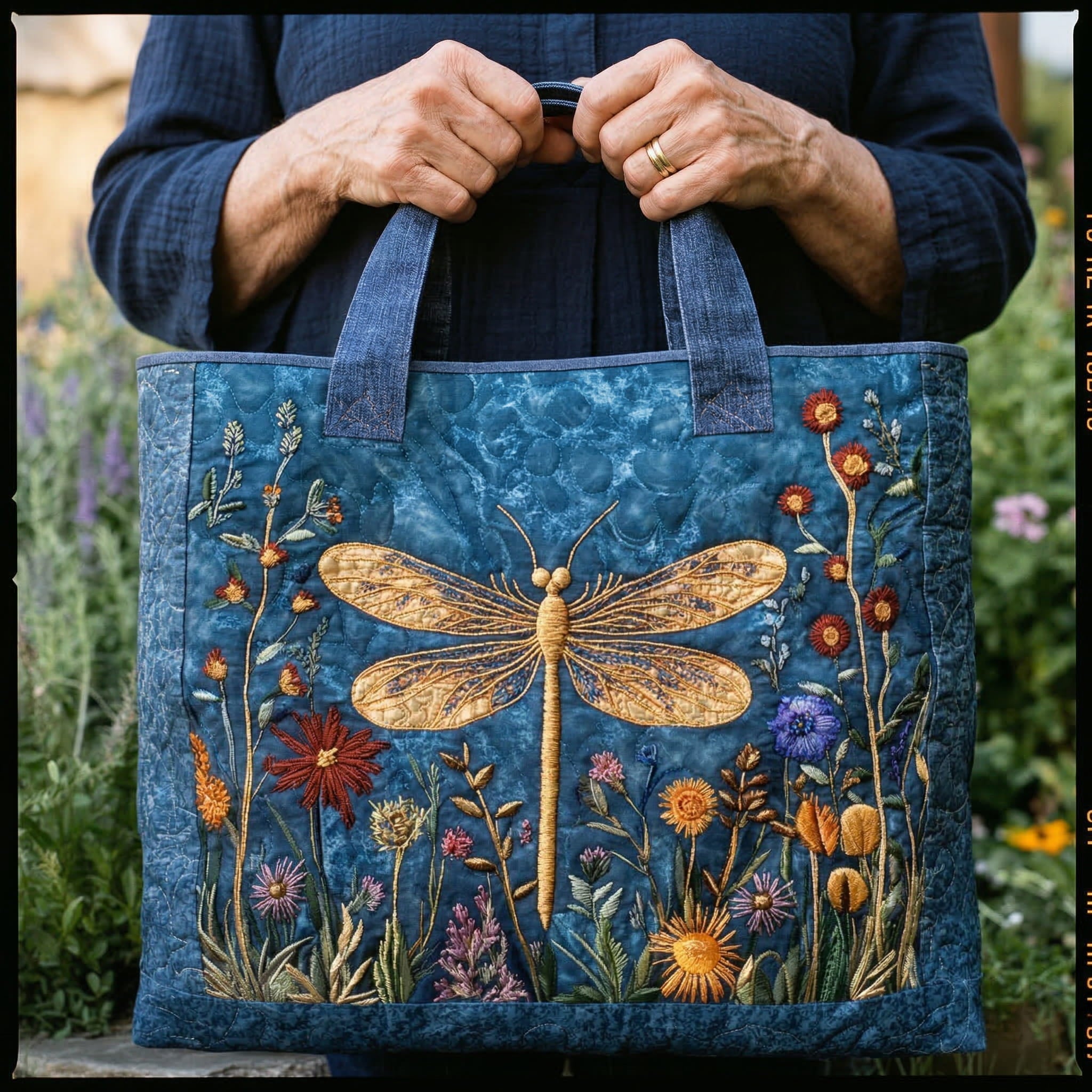 Sac artisanal libellule dorée