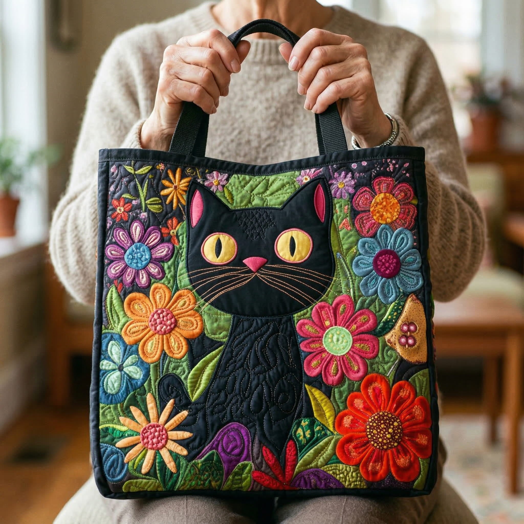 Sac artisanal Chat noir enchanteur